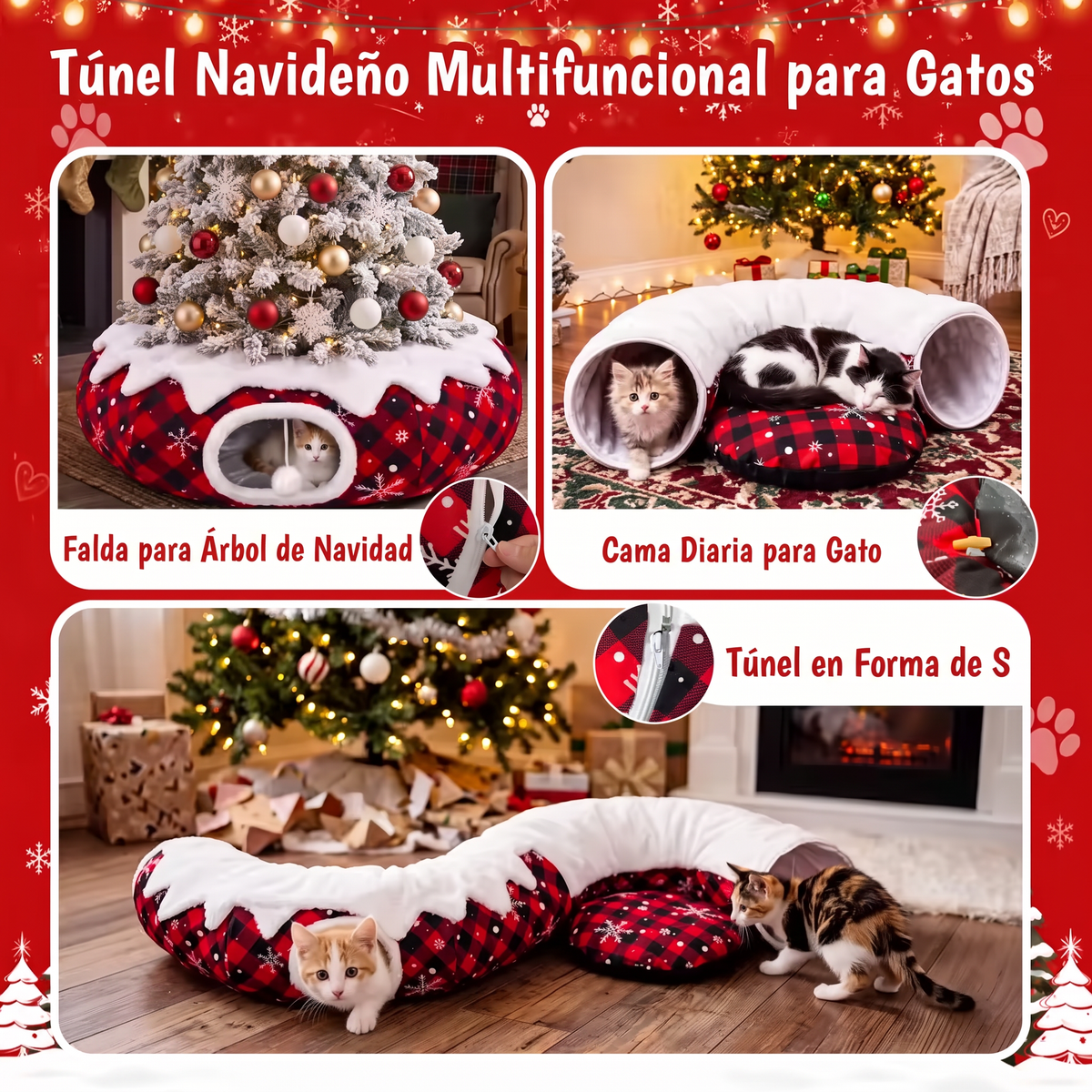 Falda con túnel para gato